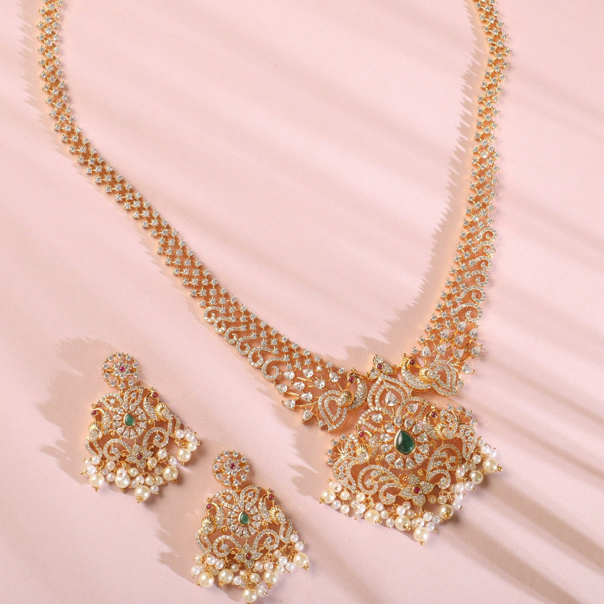 Sonali Nakshatra CZ Long Necklace Set