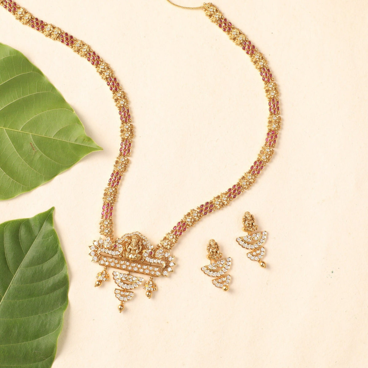 Anchal Antique CZ Long Necklace Set