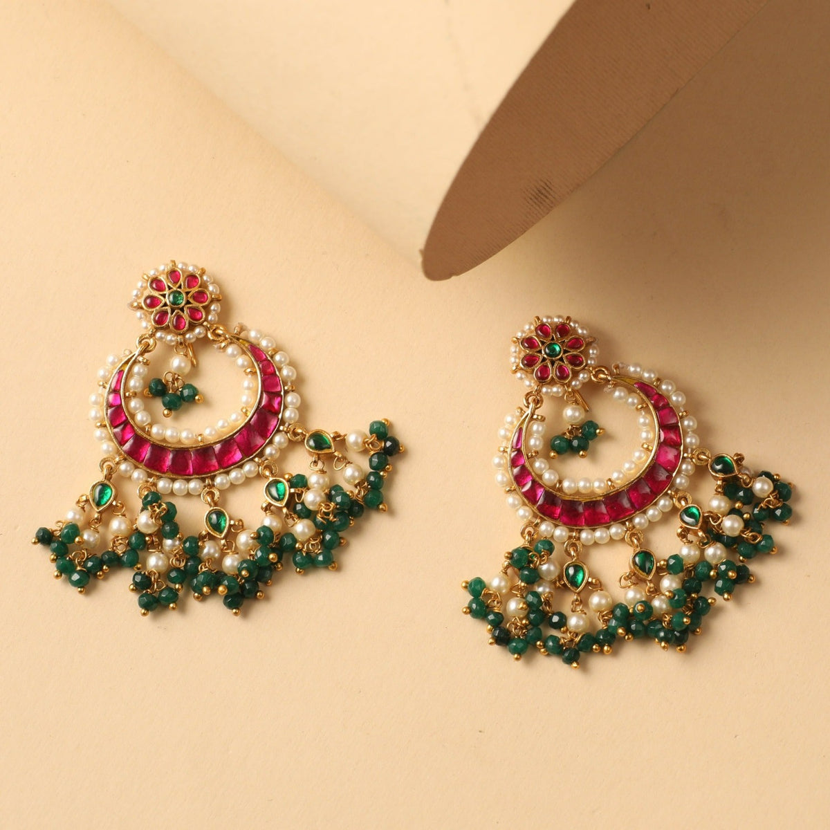 Inca Antique Jadau Chandbali Earrings 