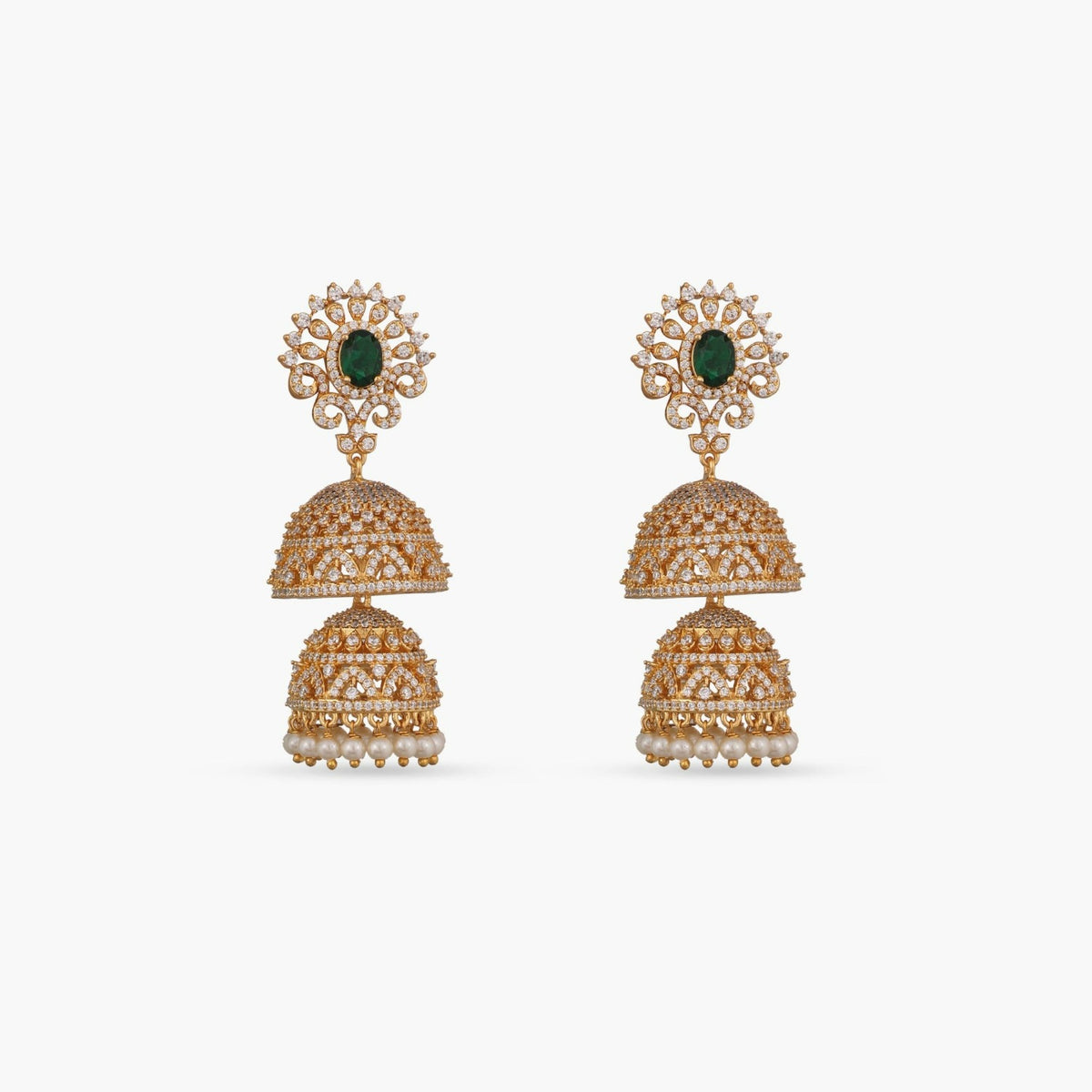 Dual Layer CZ Jhumka Earrings