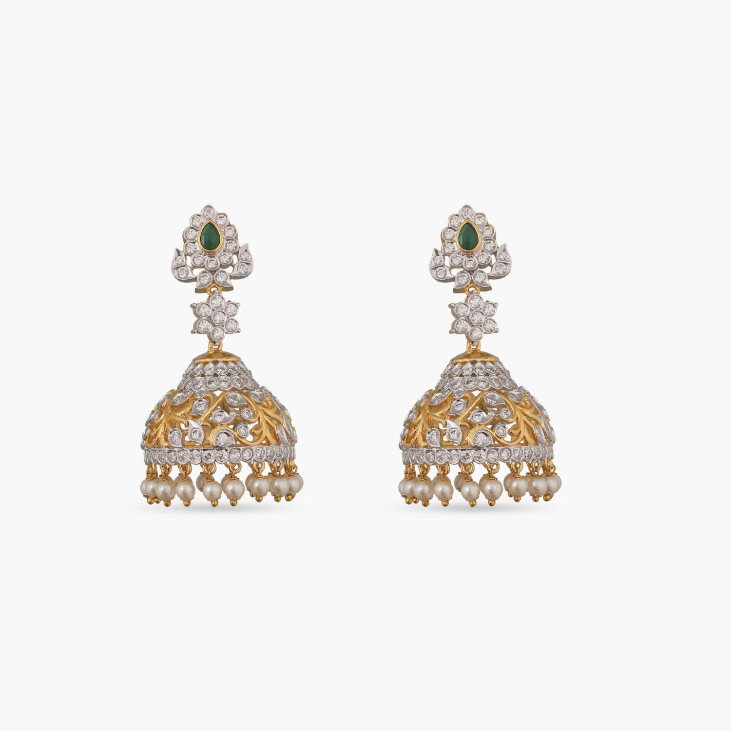 Cute Drop Design CZ Jhumkas - South India Jewels