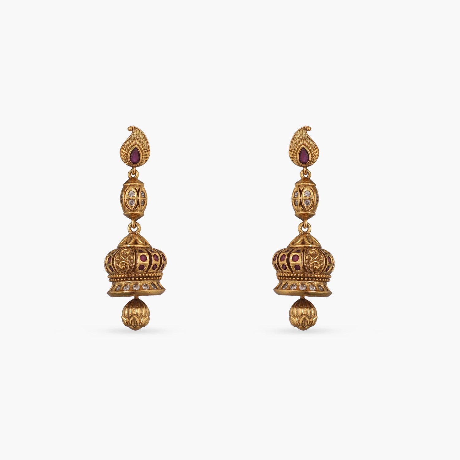 Buy 22Kt Gold Antique Gheru Jhumka Earrings 135VG5596 Online from Vaibhav  Jewellers
