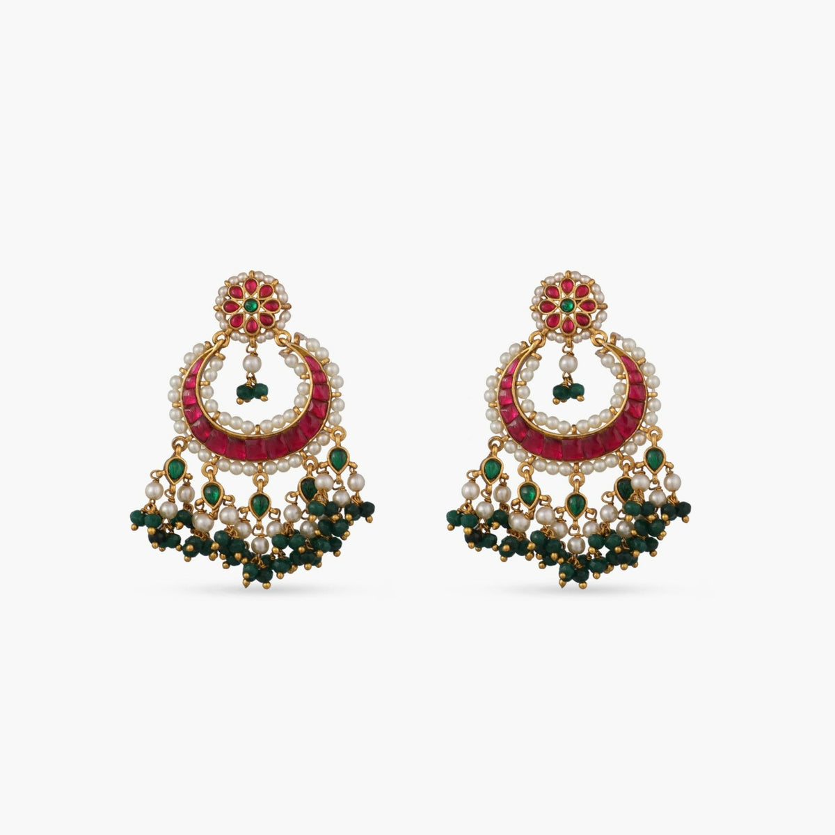 Inca Antique Jadau Chandbali Earrings 