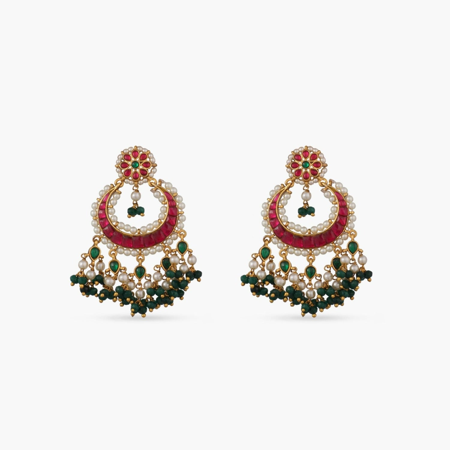 Inca Antique Jadau Chandbali Earrings 
