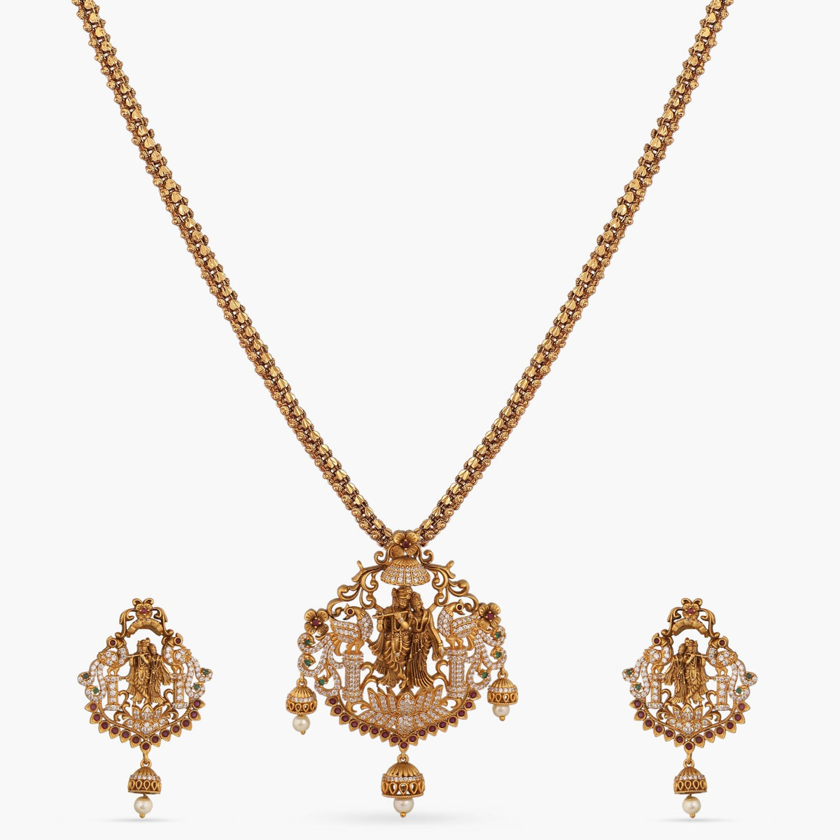 Saket Antique Temple Pendant Set