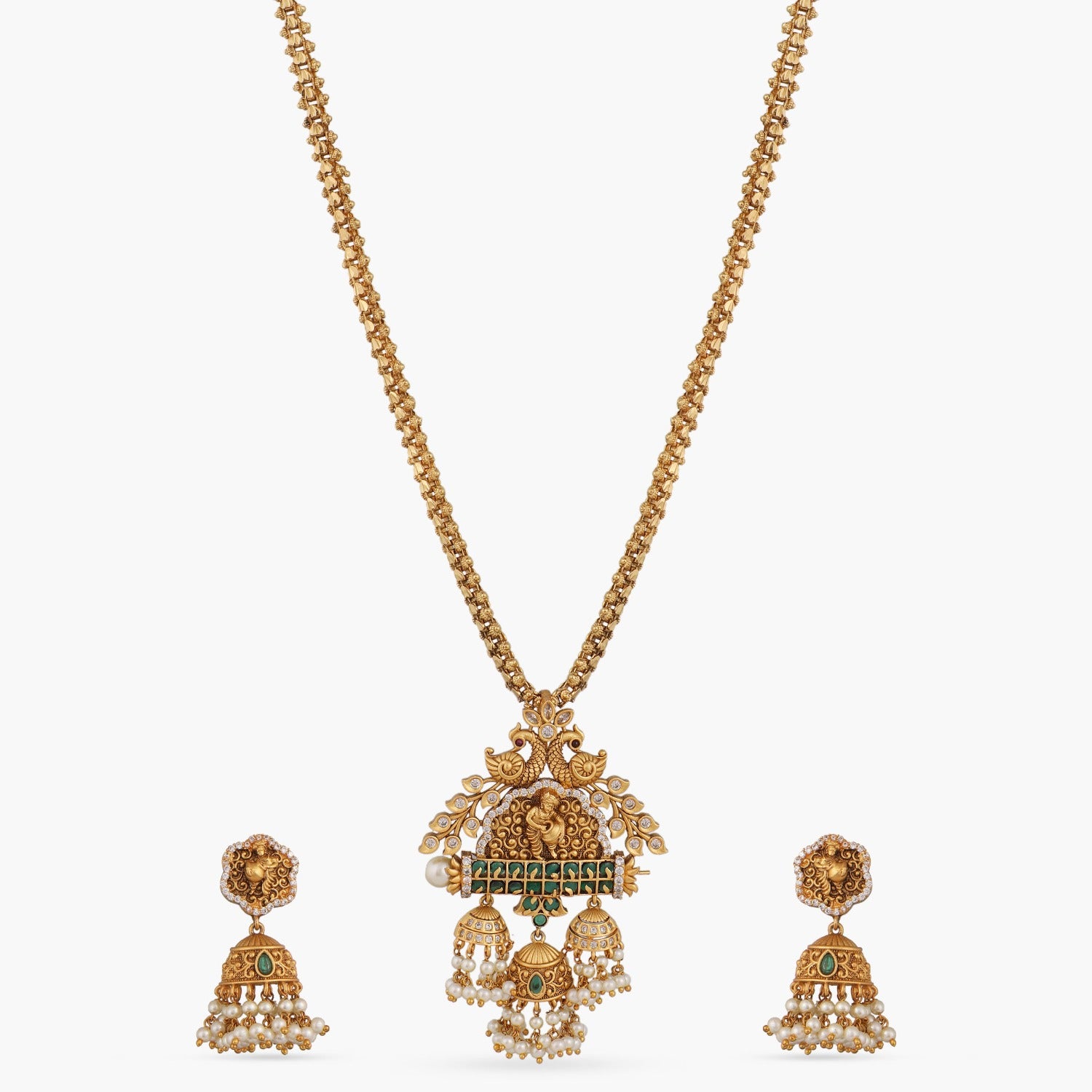 Devesh Antique Temple Pendant Set - Main Image