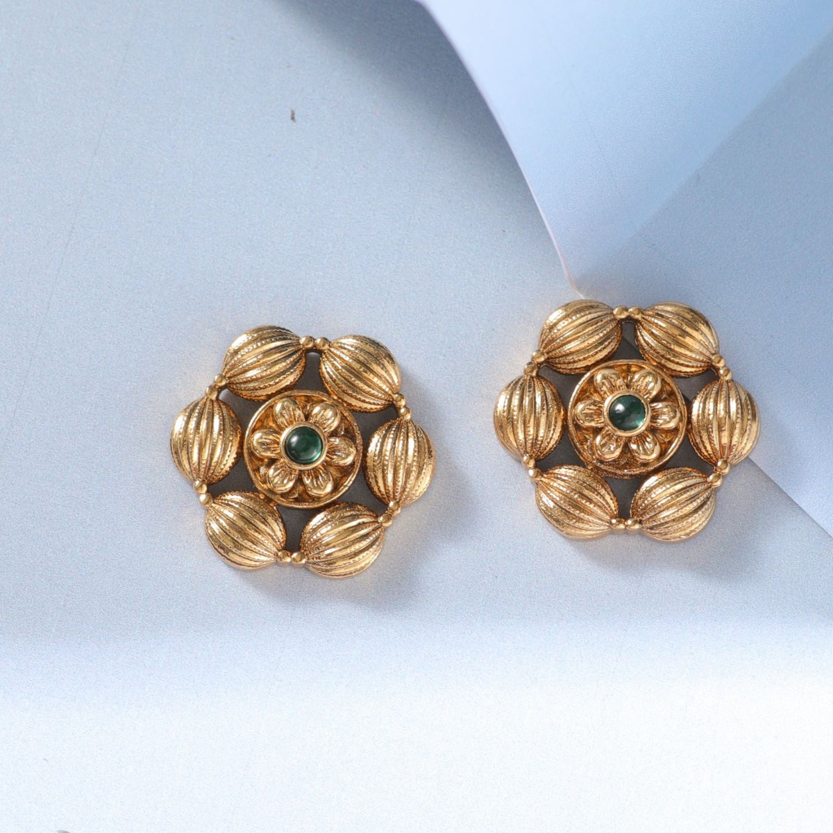 Azba Simple Floral Antique Stud Earrings