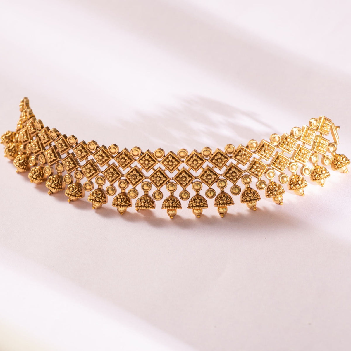 Buy Azba Statement Floral Jhumki Antique Choker from Tarinika
