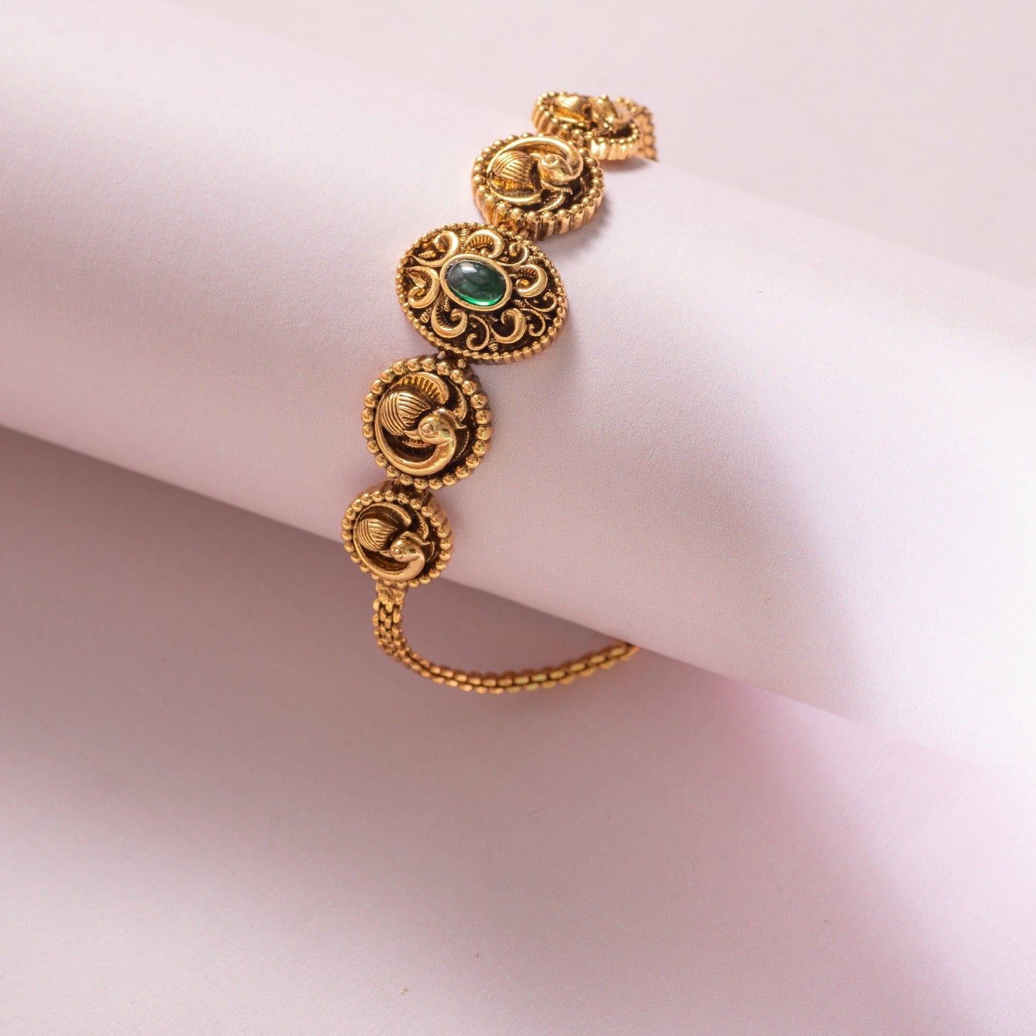 Buy Azba Peacock Floral Antique Chain Bracelet | Tarinika