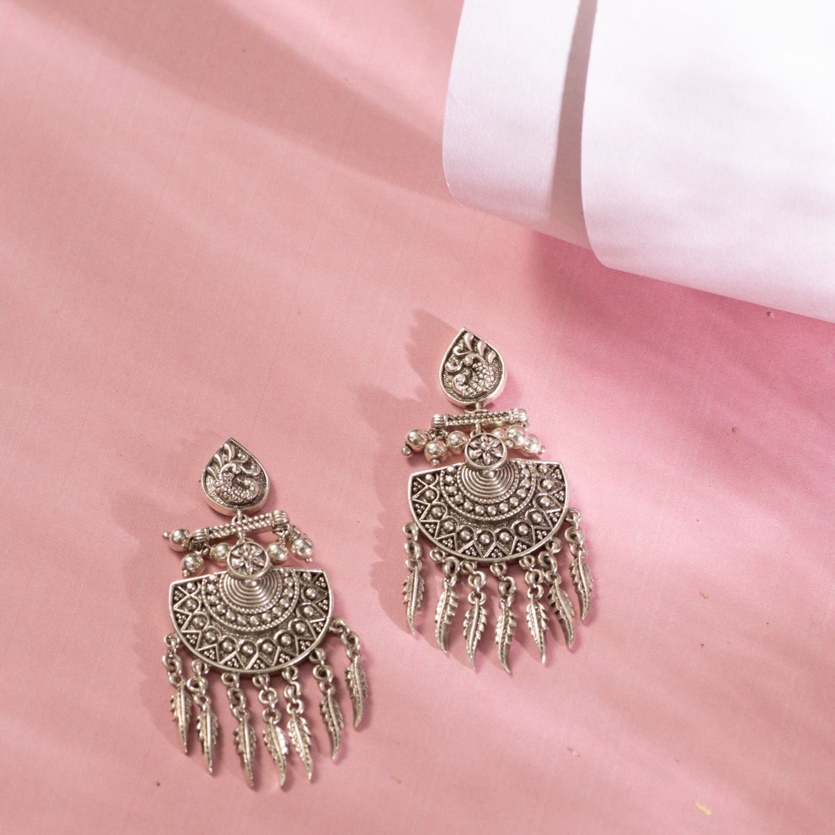 Maati Dream Catcher Antique Oxidized Earrings