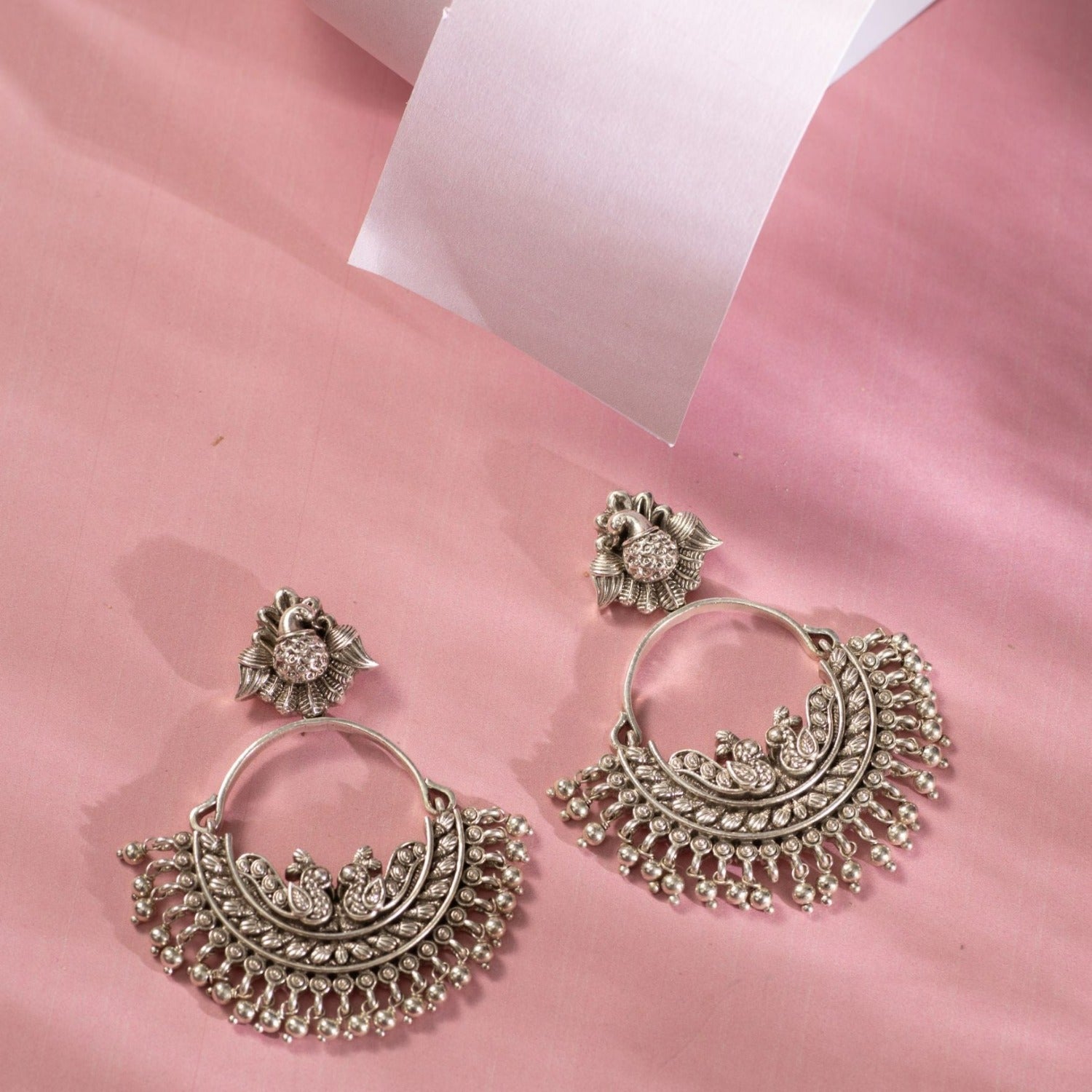 Buy Maati Stunning Peacock Antique Chandbali Earrings Tarinika