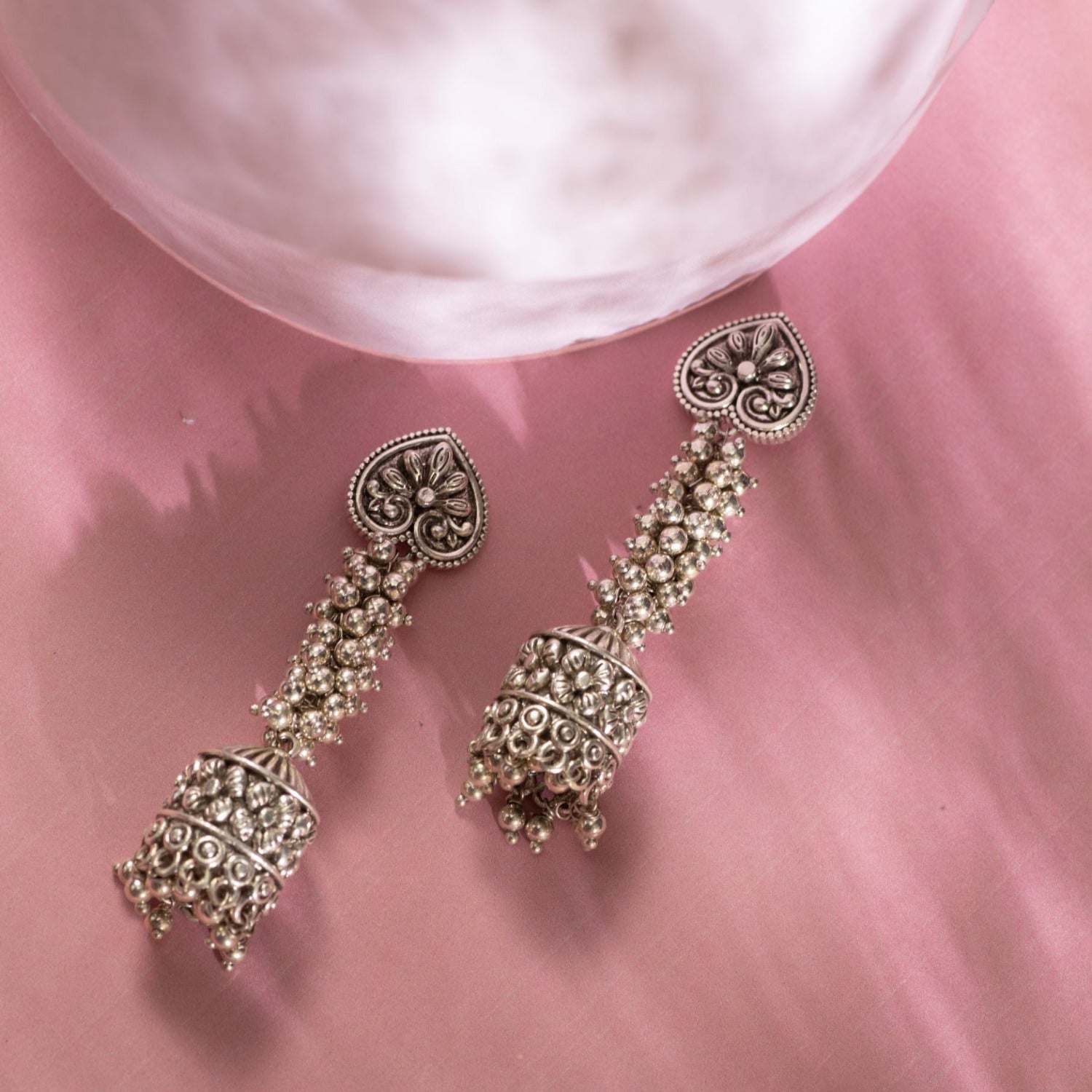 Maati Sparkling Antique Oxidized Drop Earrings