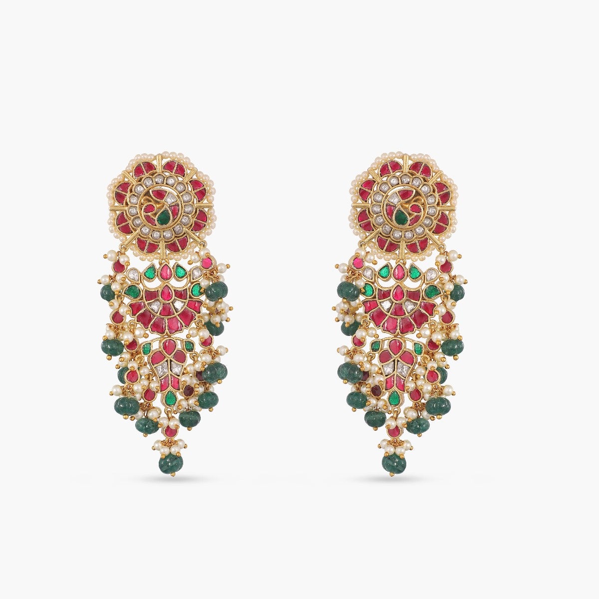 Adhira Gold Plated Kempu Jadau Earrings