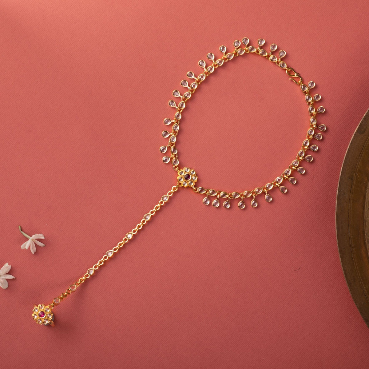 Delicate floral CZ Hand Chain