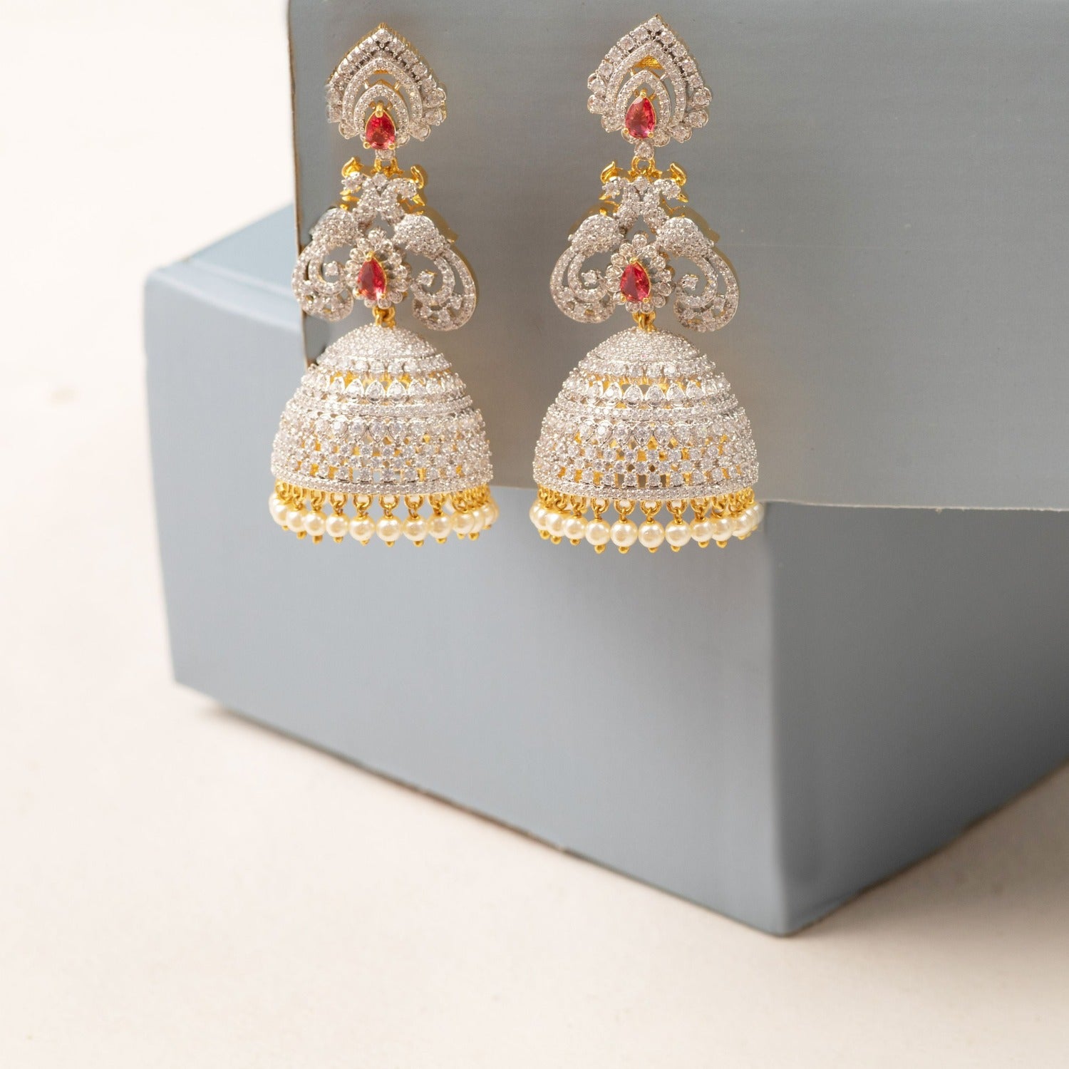 Earrings : Alloy gold plated crystal stone earrings