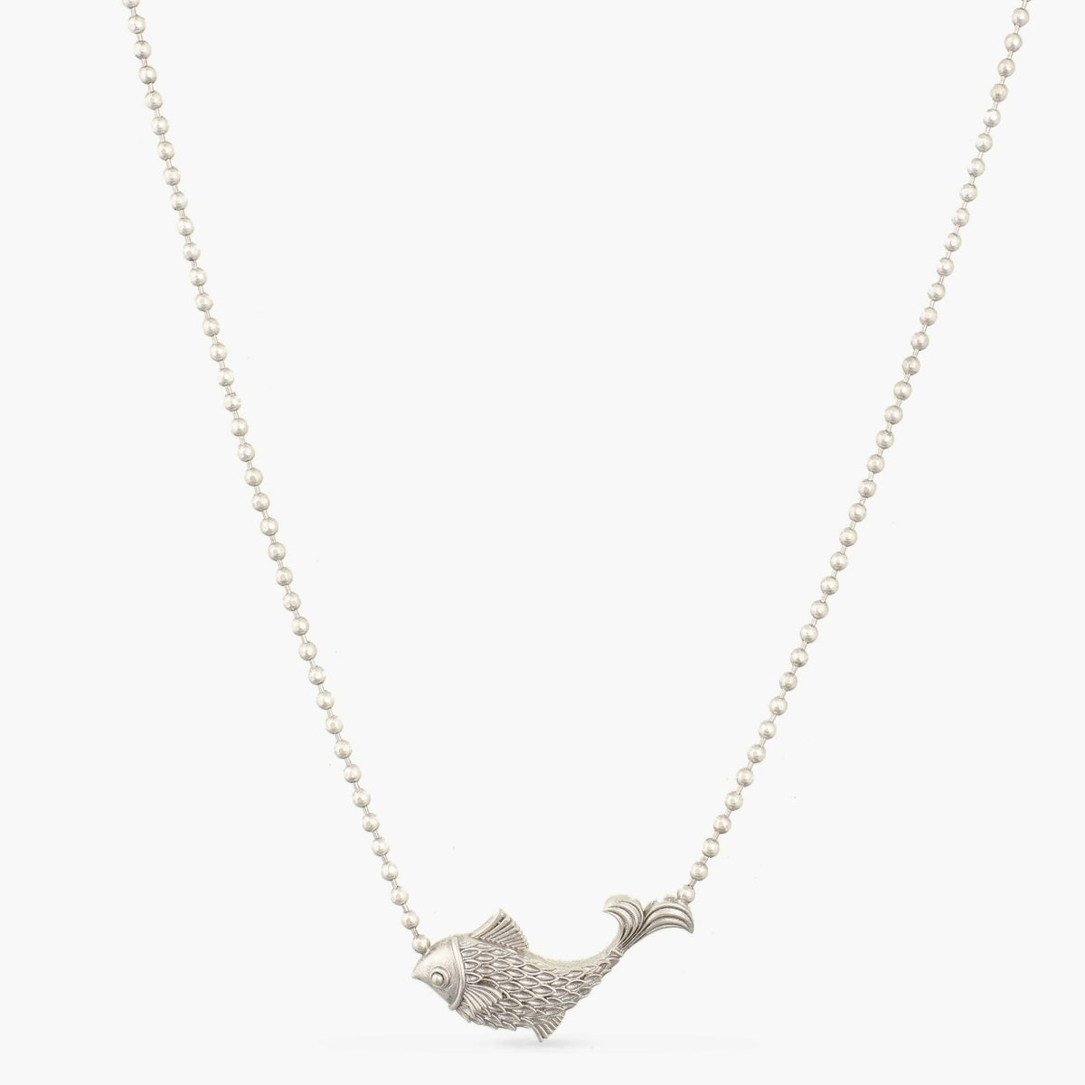 Fish Oxidized Beads Chain Necklace