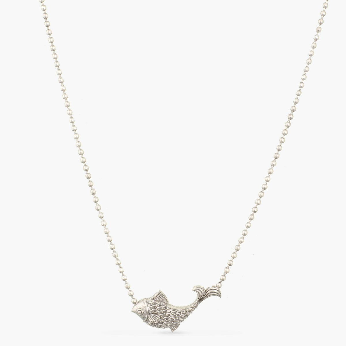 Fish Oxidized Beads Chain Necklace