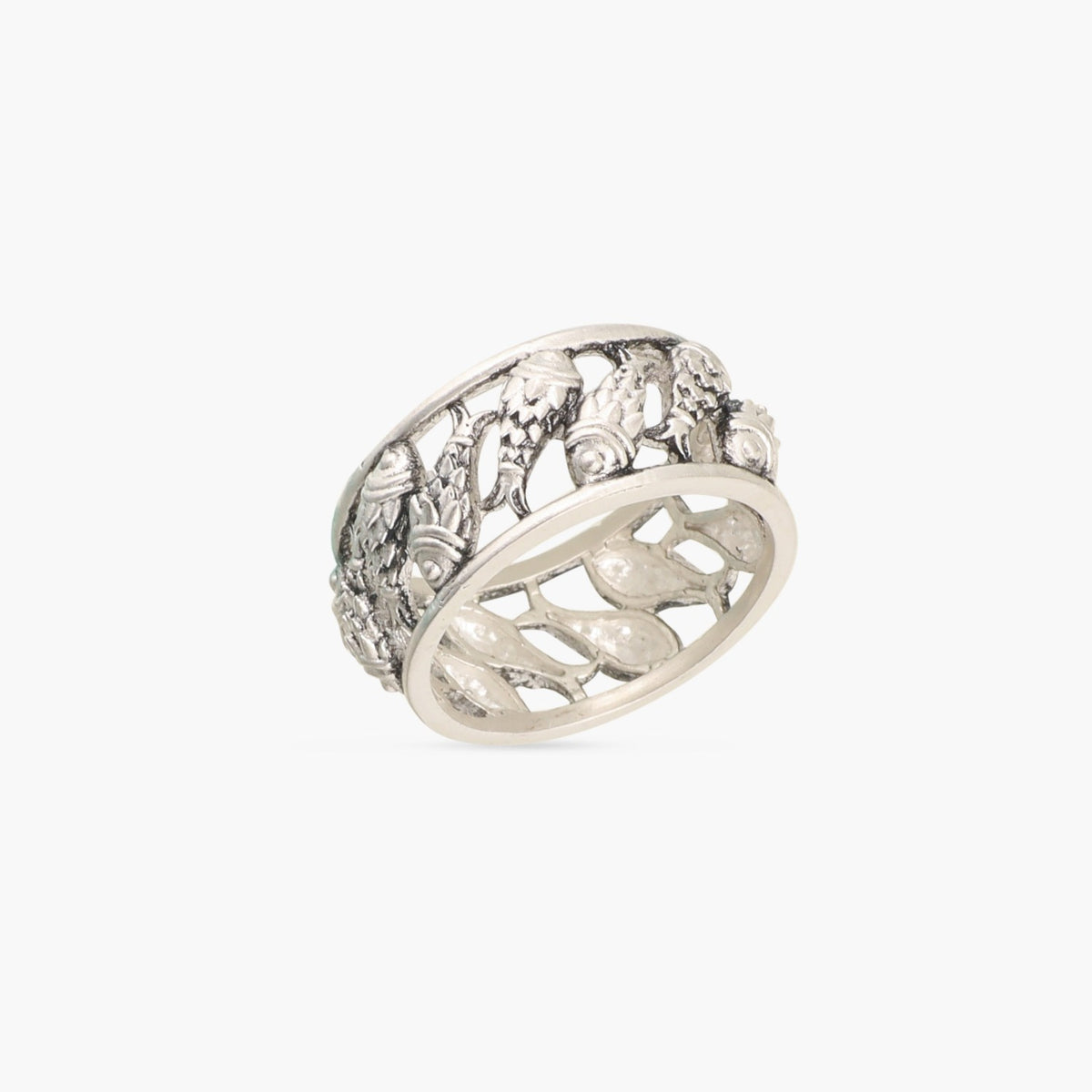 Shoal of Fish Oxidized Band Ring