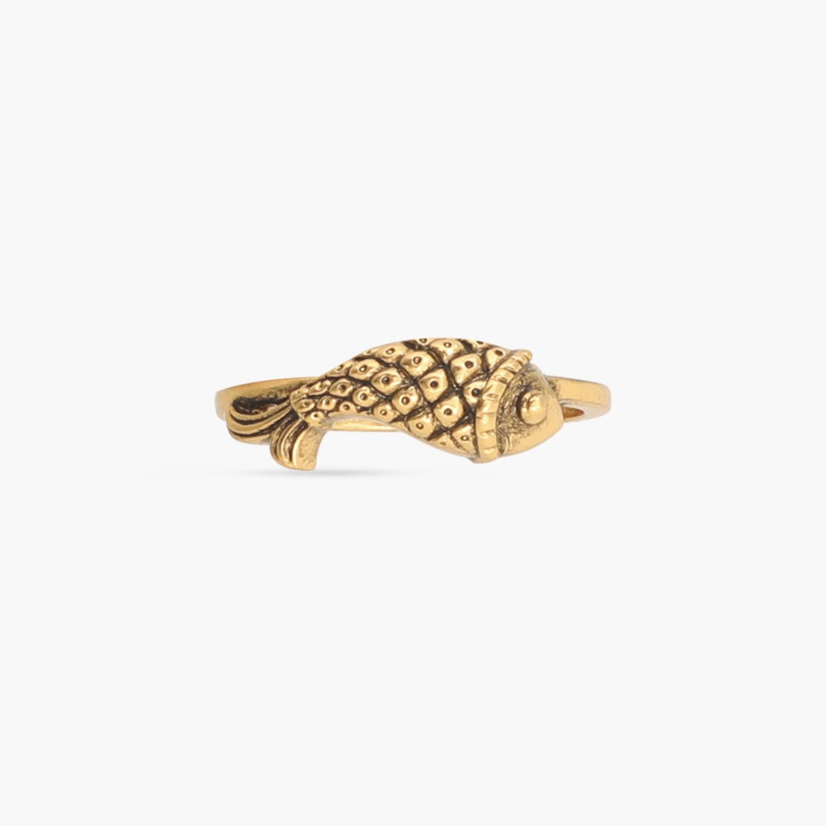 Simple Fish Oxidized Finger Ring