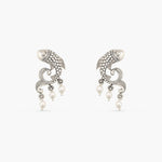 Fish and Pearl Oxidized Drop Earrings