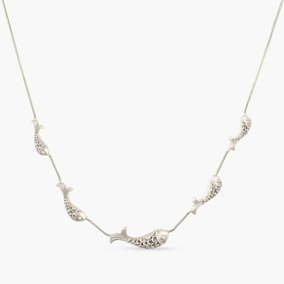 Classic Fish Oxidized Necklace