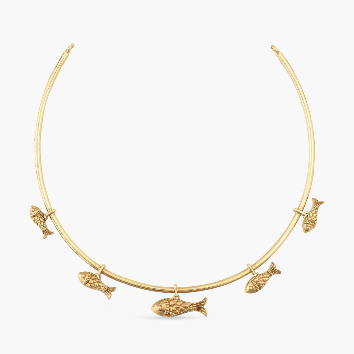 Hooked Fish Oxidized Hasli Necklace