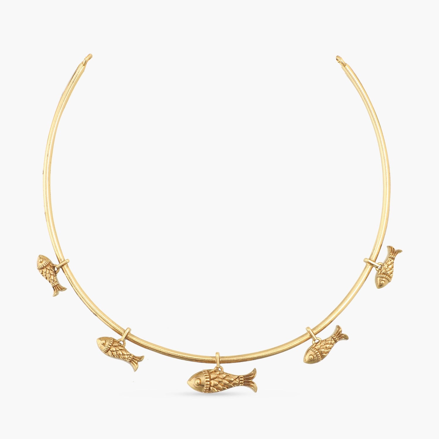 Hooked Fish Oxidized Hasli Necklace