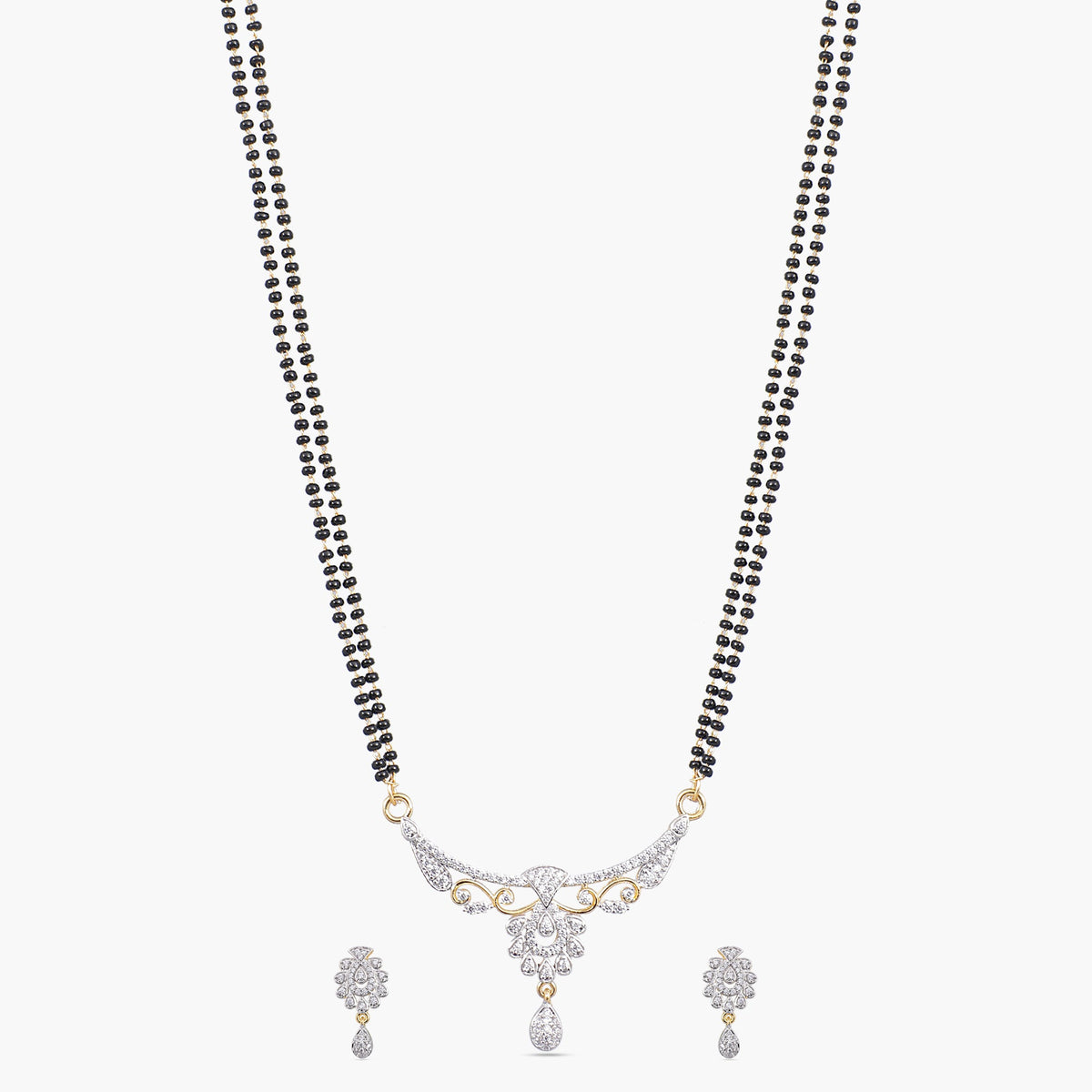 Risva Nakshatra CZ Black Beads Necklace Set