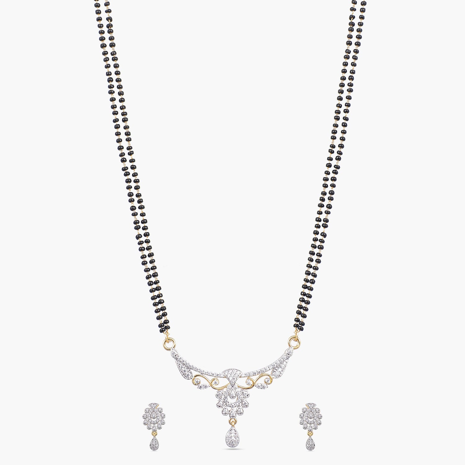 Risva Nakshatra CZ Black Beads Necklace Set