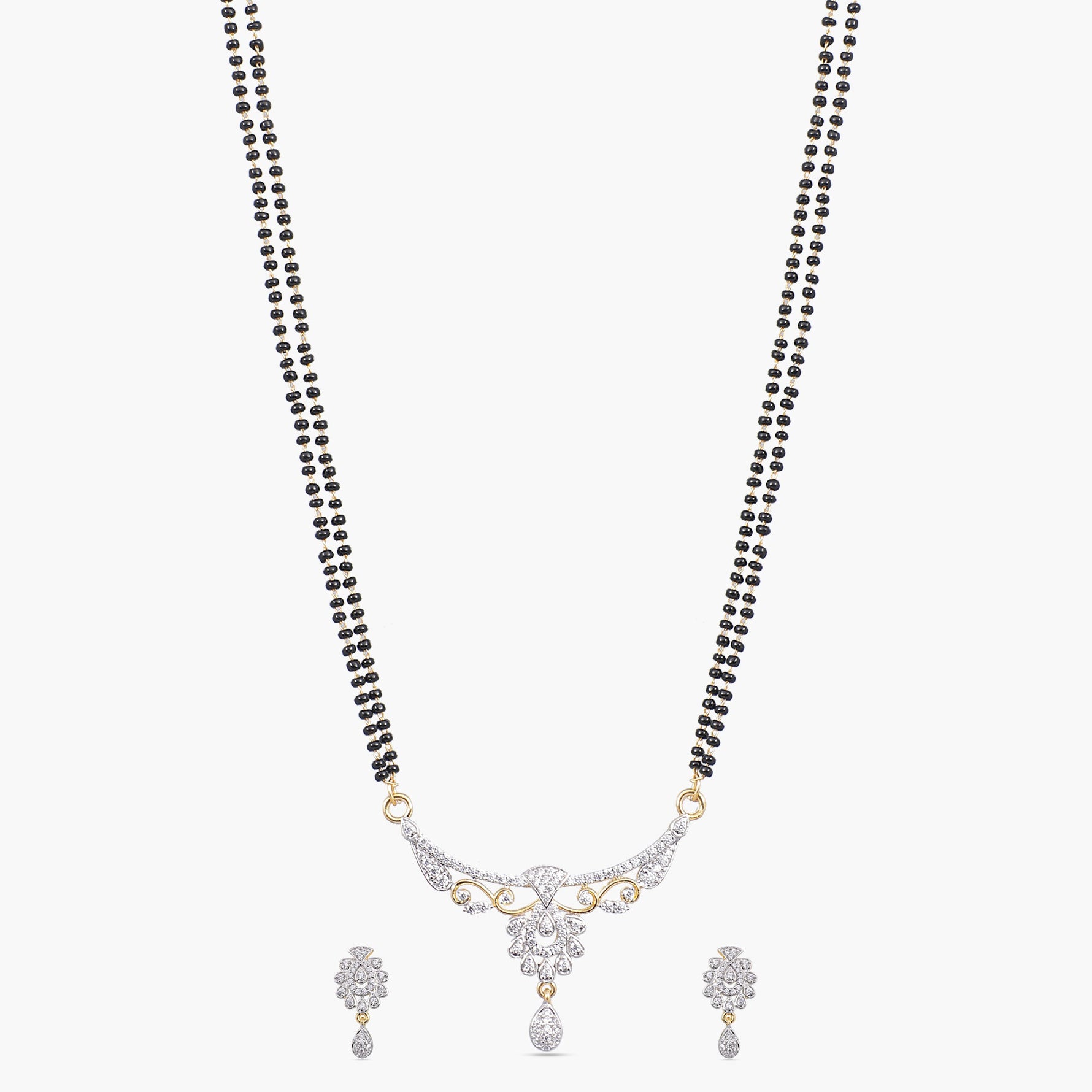 Risva Nakshatra CZ Black Beads Necklace Set