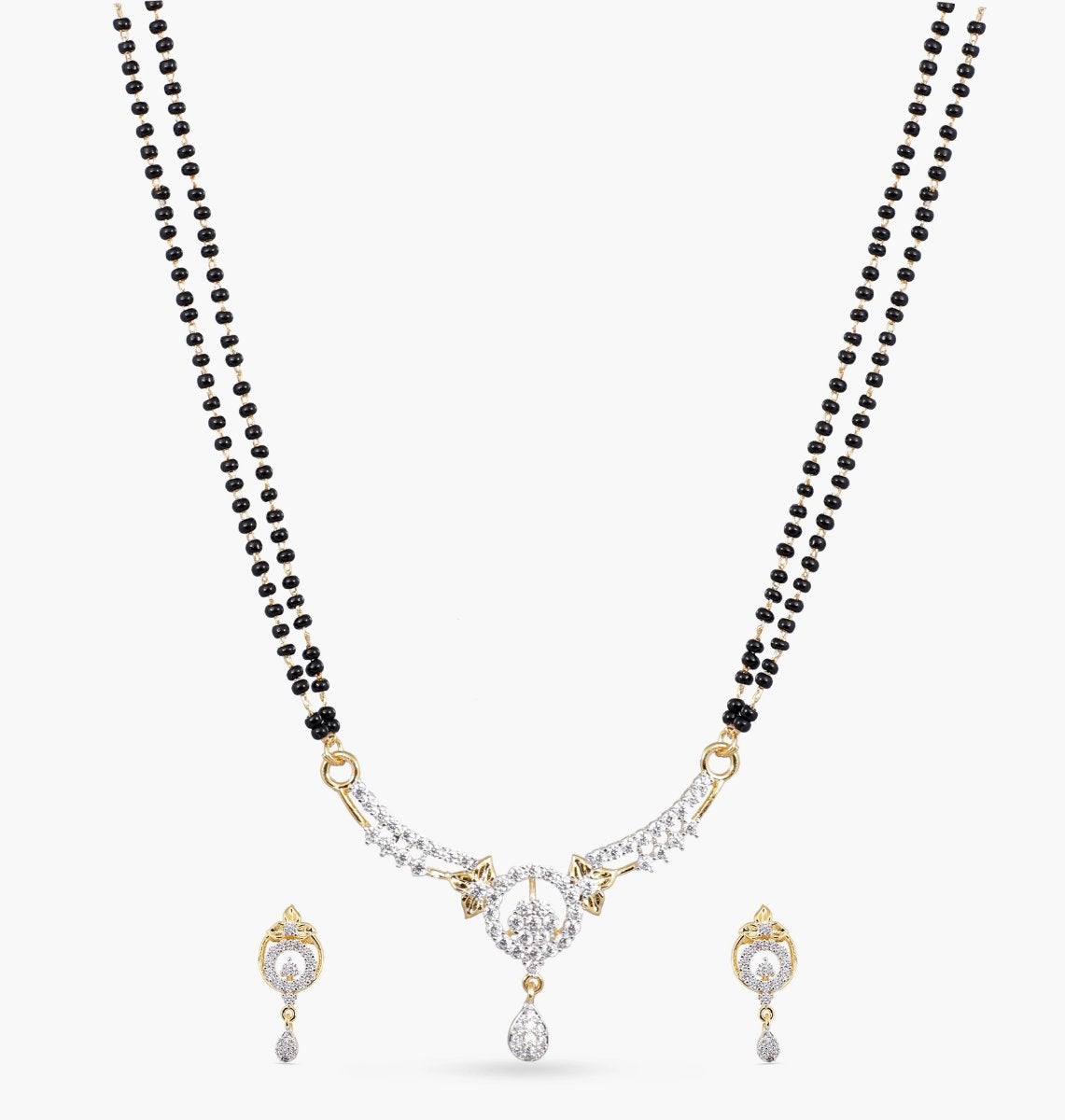 Rina Nakshatra CZ Black Beads Necklace Set