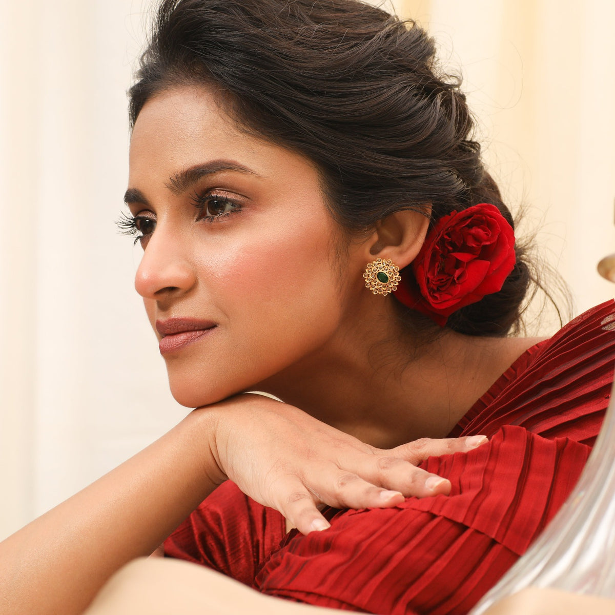 Rosa Nakshatra CZ Stud Earrings