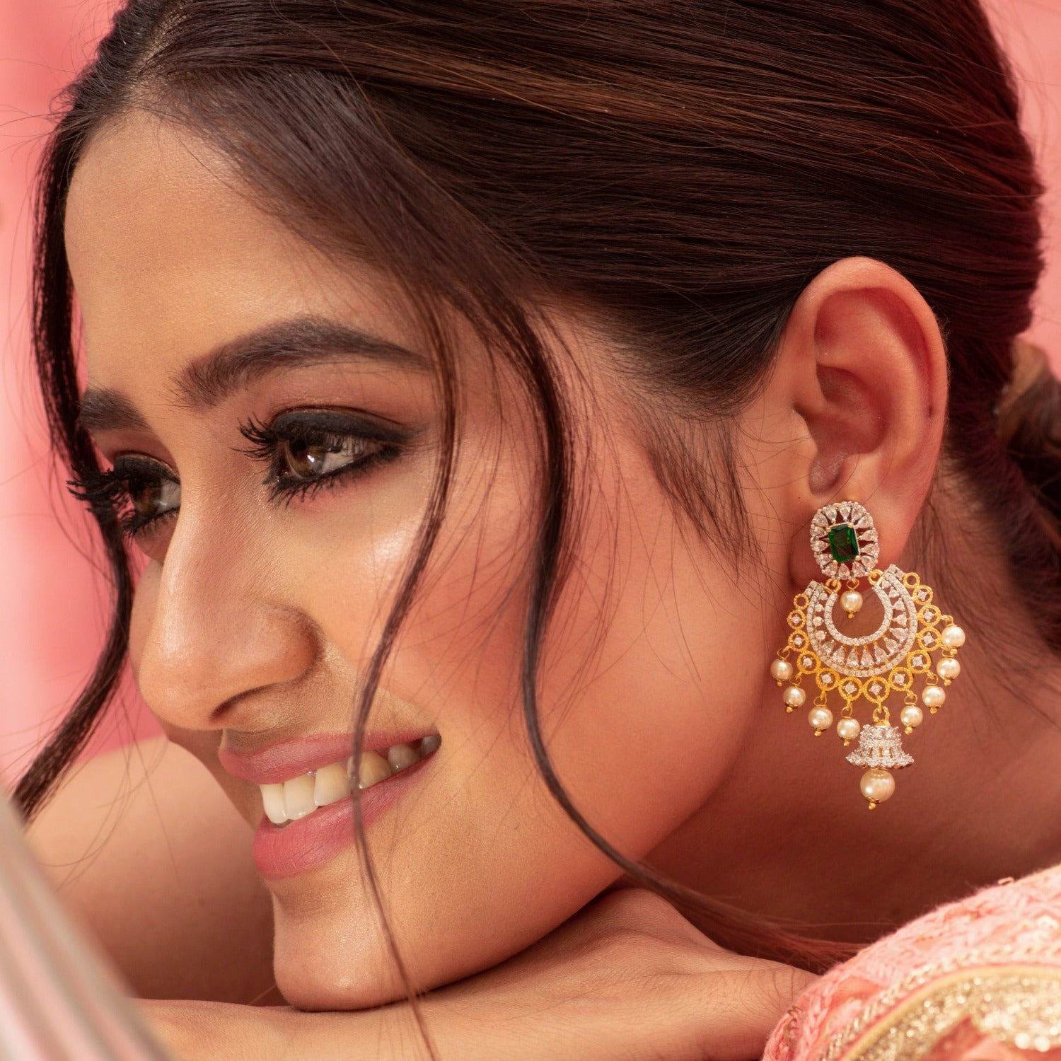 Josie Nakshatra CZ Chandbali Earrings