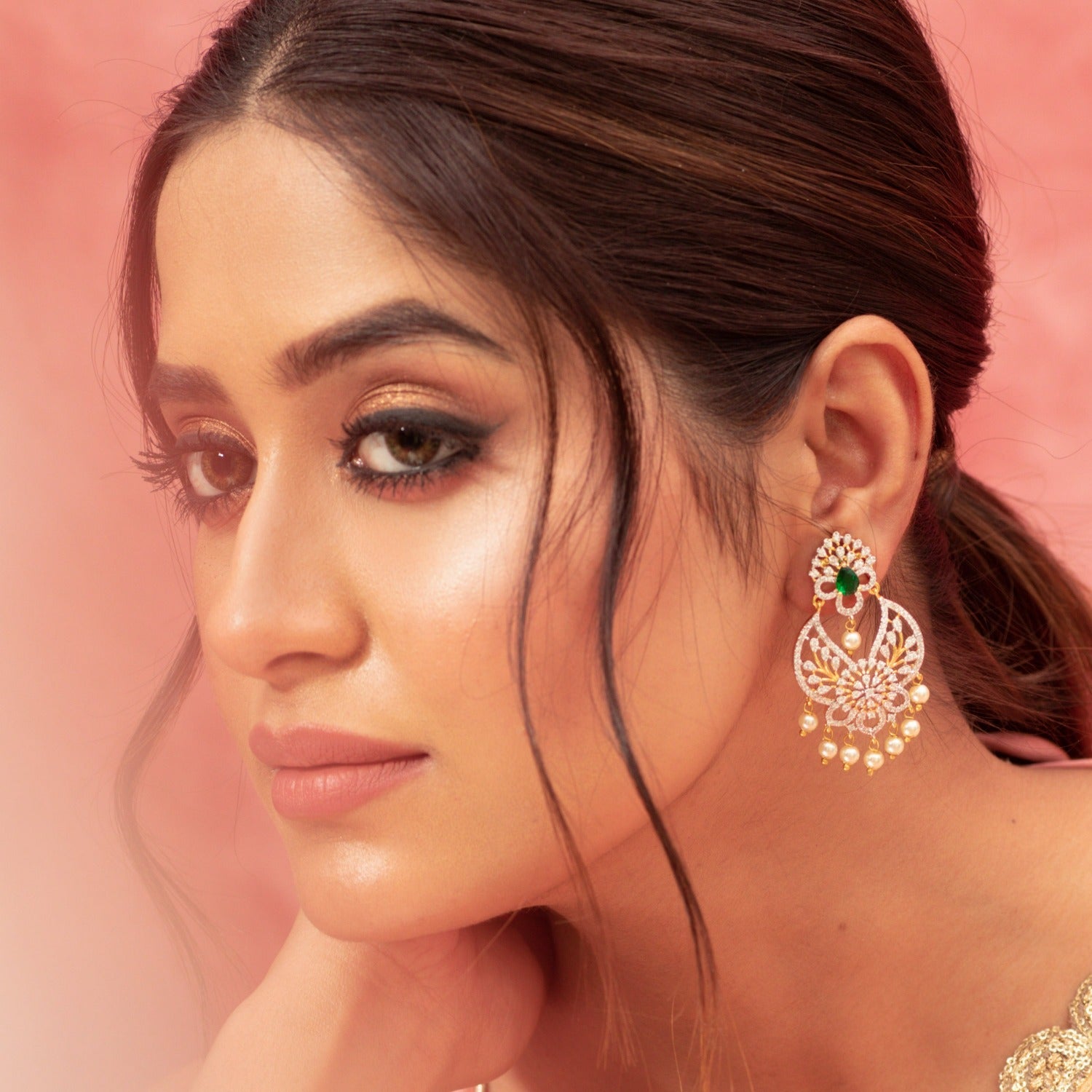 Cecilia Nakshatra CZ Chandbali Earrings