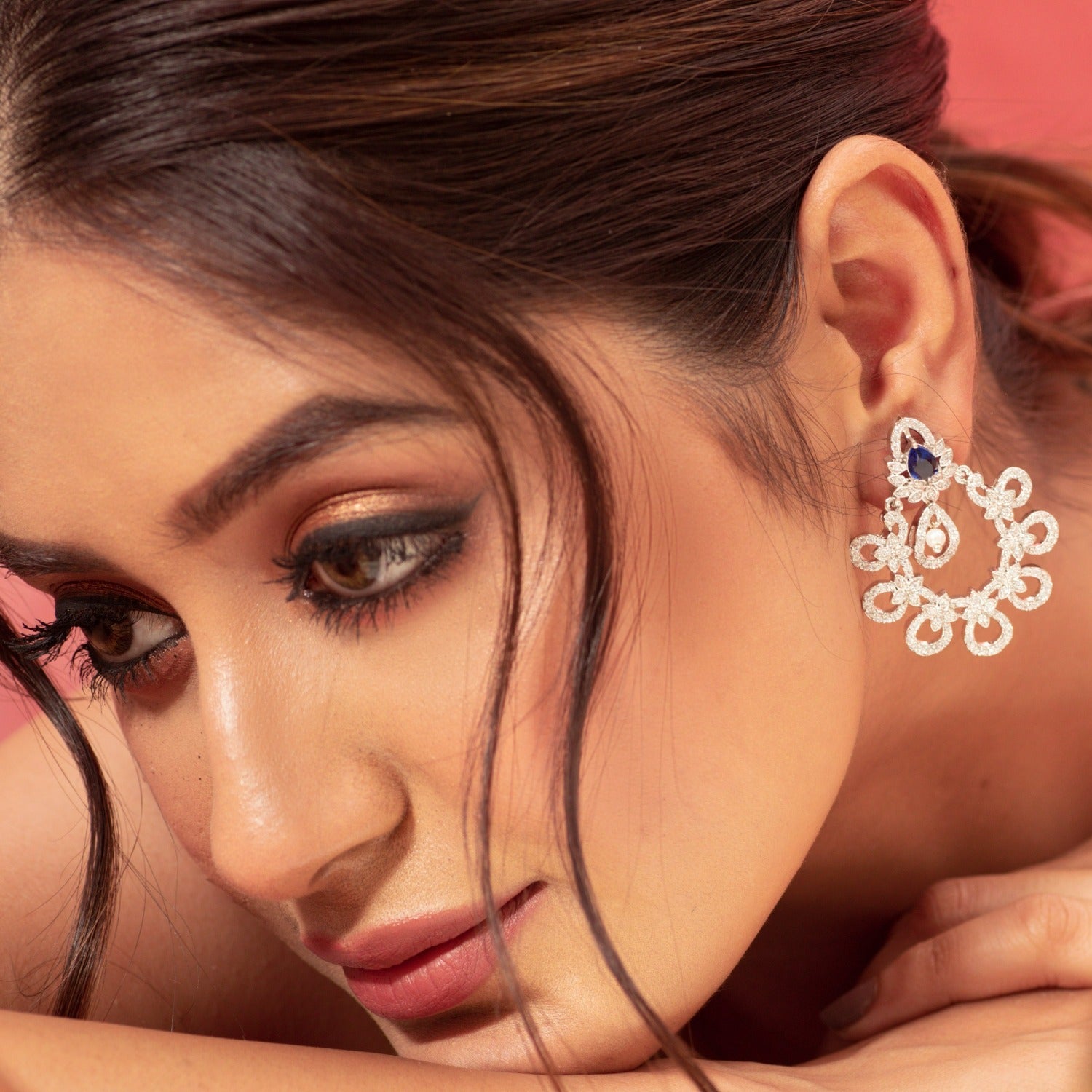 Isabella Nakshatra CZ Chandbali Earrings
