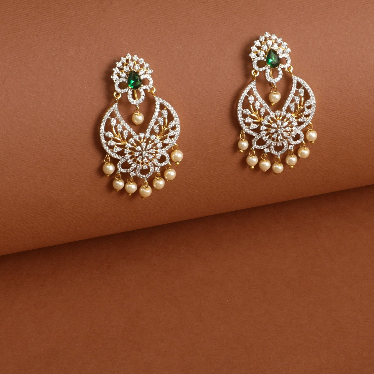 Cecilia Nakshatra CZ Chandbali Earrings