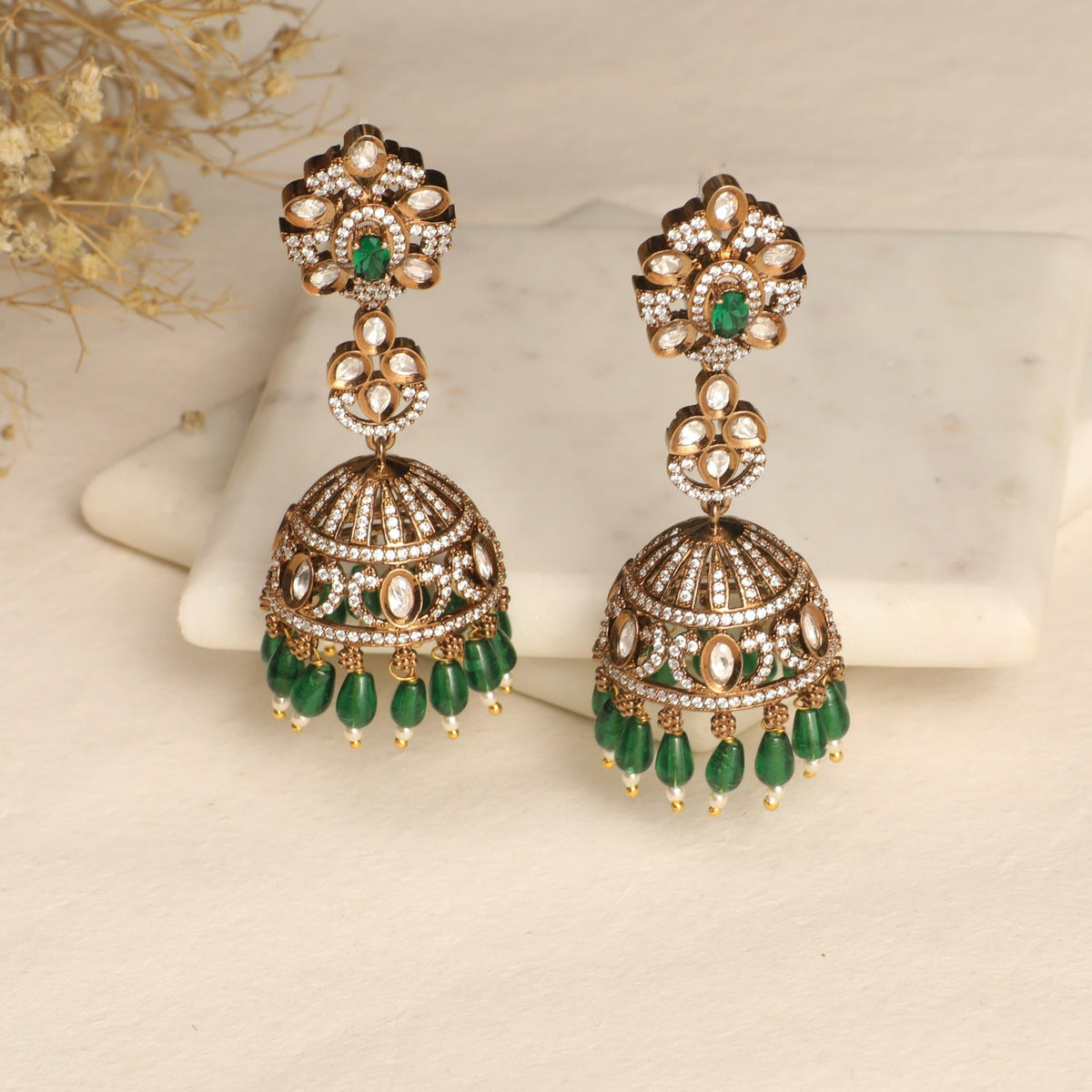 Esther Nakshatra CZ Jhumka Earrings