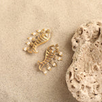 Fish and Pearl Oxidized Statement Earrings