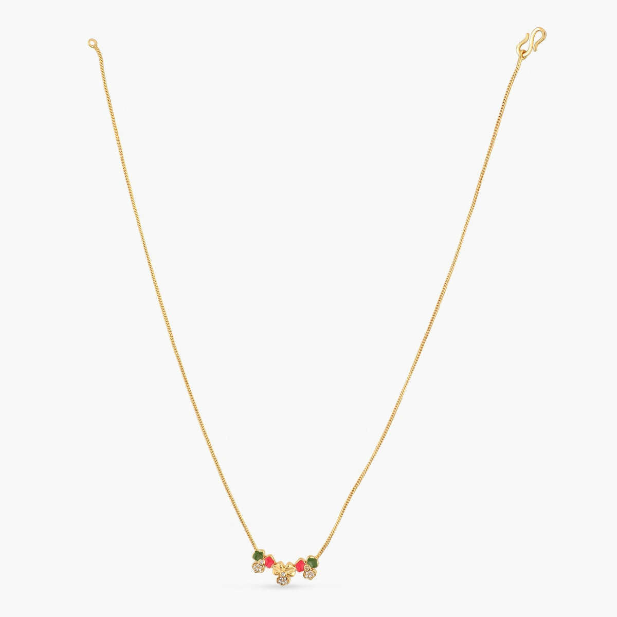 Pansy Floral CZ Triple Motif Necklace