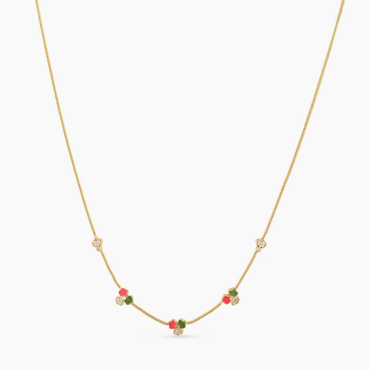 Pansy Floral CZ Simple Necklace