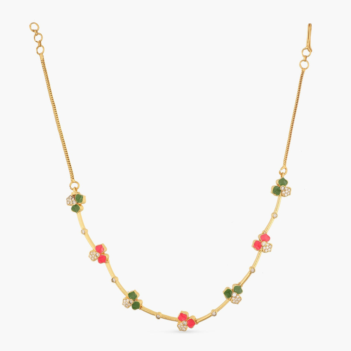 Pansy Floral CZ Statement Link Necklace