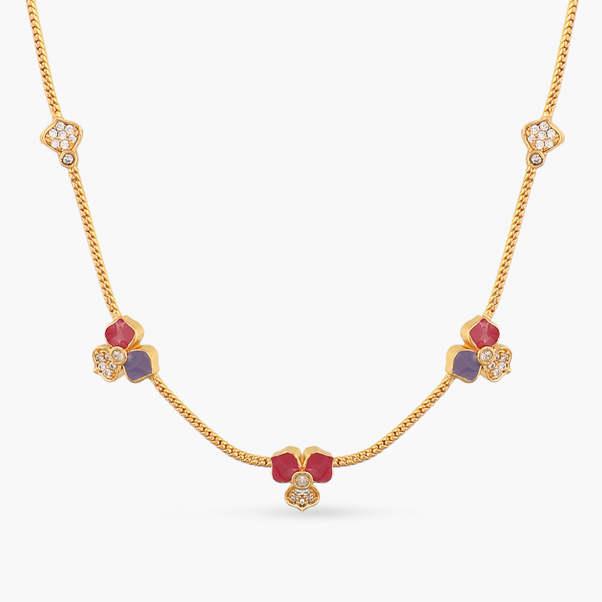 Pansy Floral CZ Simple Necklace