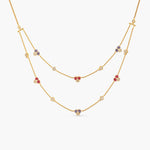 Pansy Floral CZ Statement Two Layer Necklace