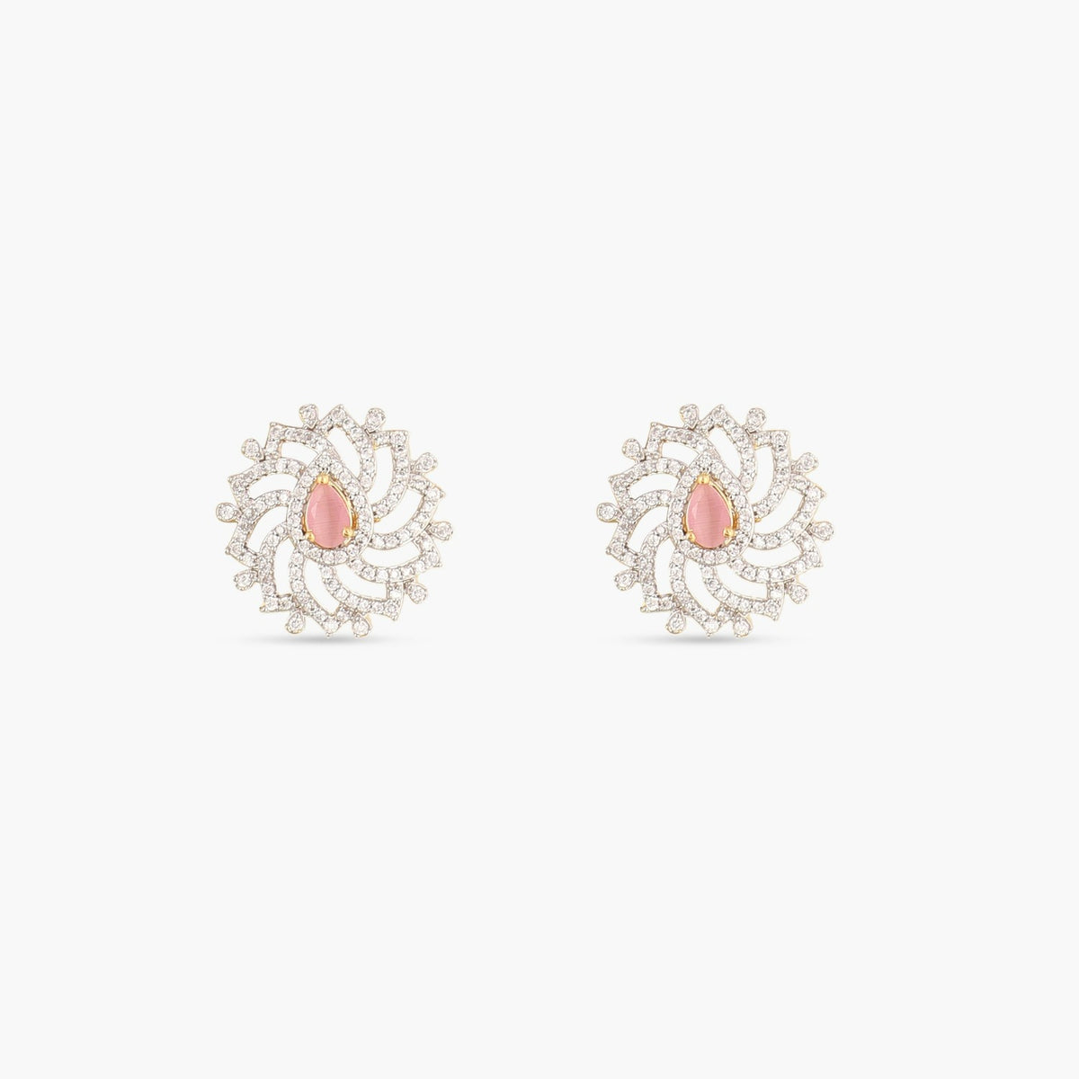 Swirl Nakshatra CZ Stud Earrings