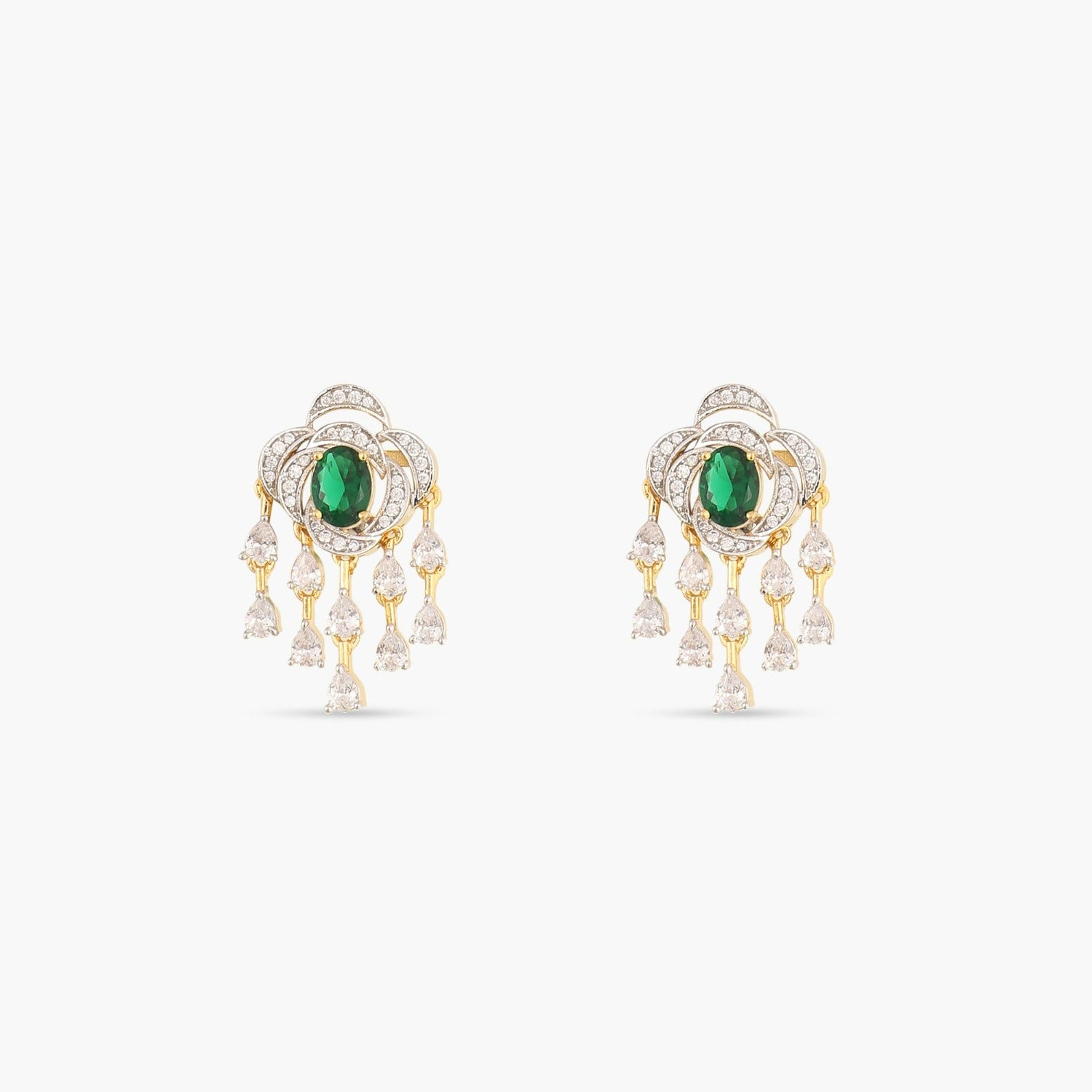 Rose Nakshatra CZ Drop Earrings