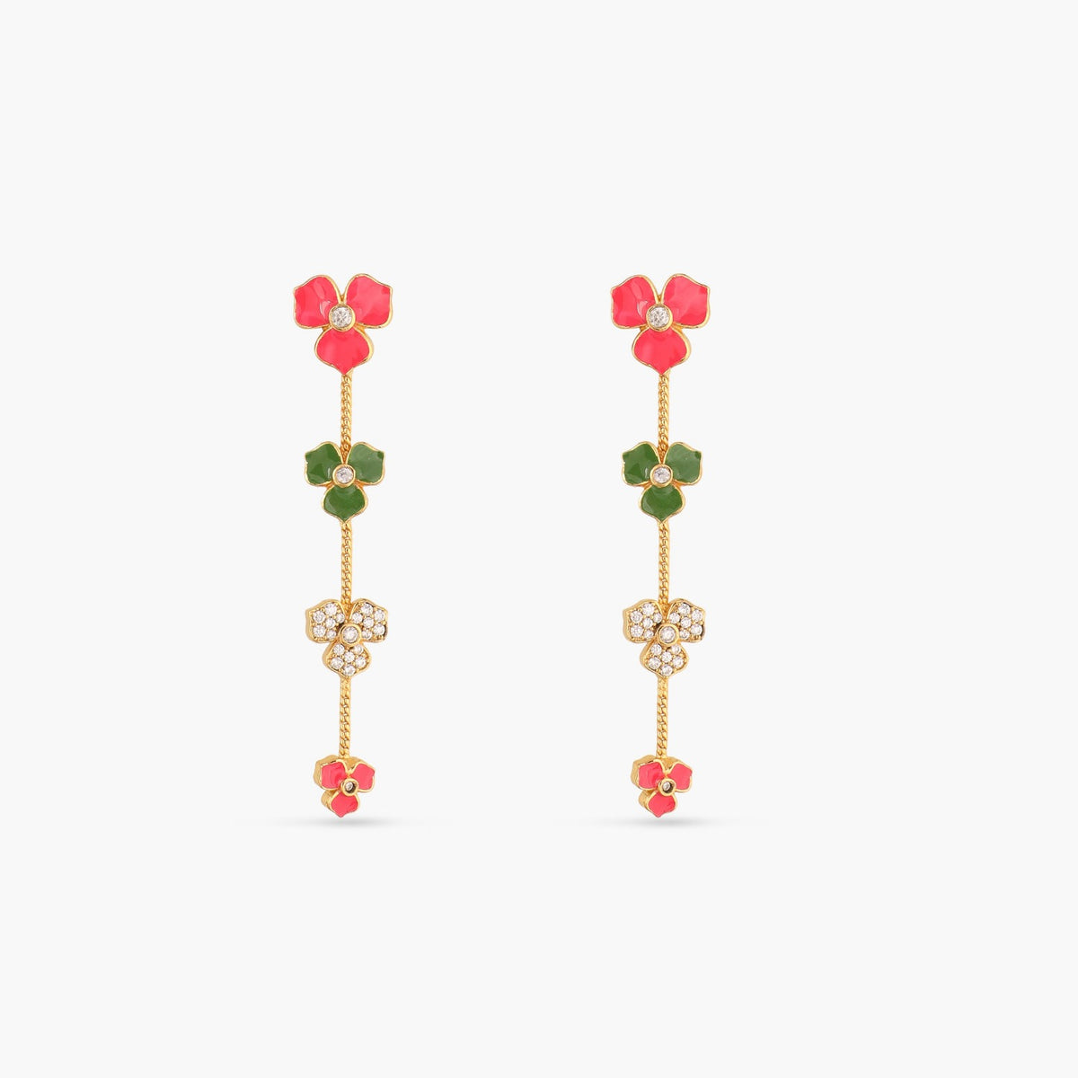 Pansy Floral CZ Blossom Drop Earrings