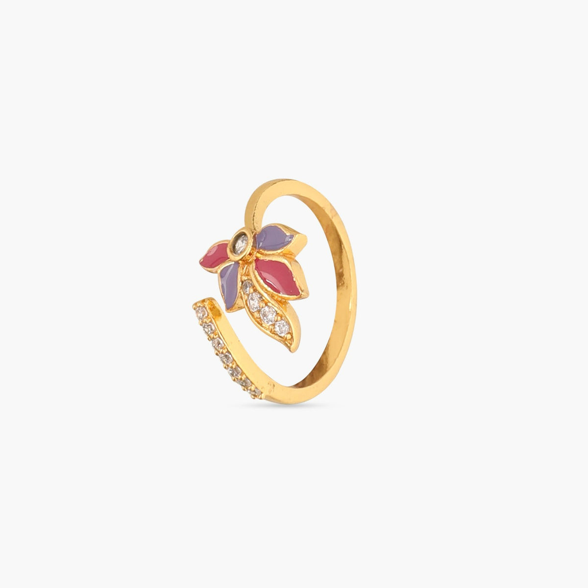 Pansy Floral CZ Simple Finger Ring 
