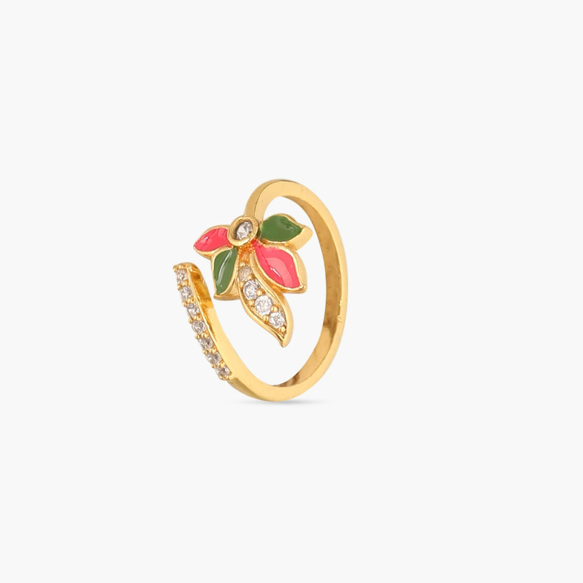Pansy Floral CZ Simple Finger Ring 