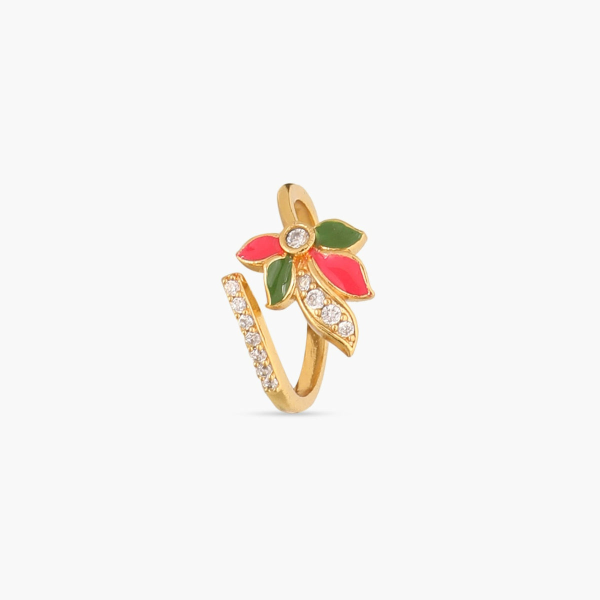 Pansy Floral CZ Simple Finger Ring 