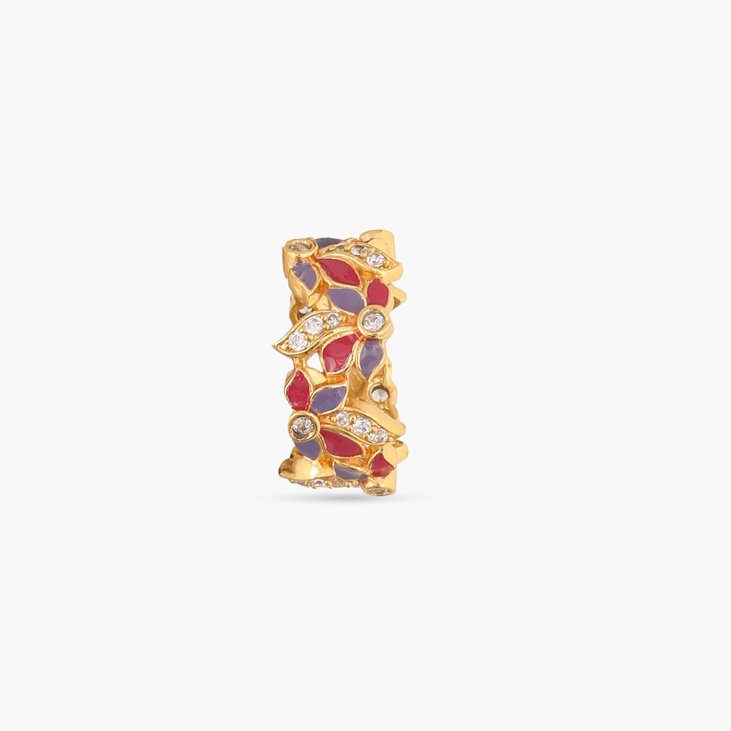 Pansy Floral CZ Band Style Finger Ring